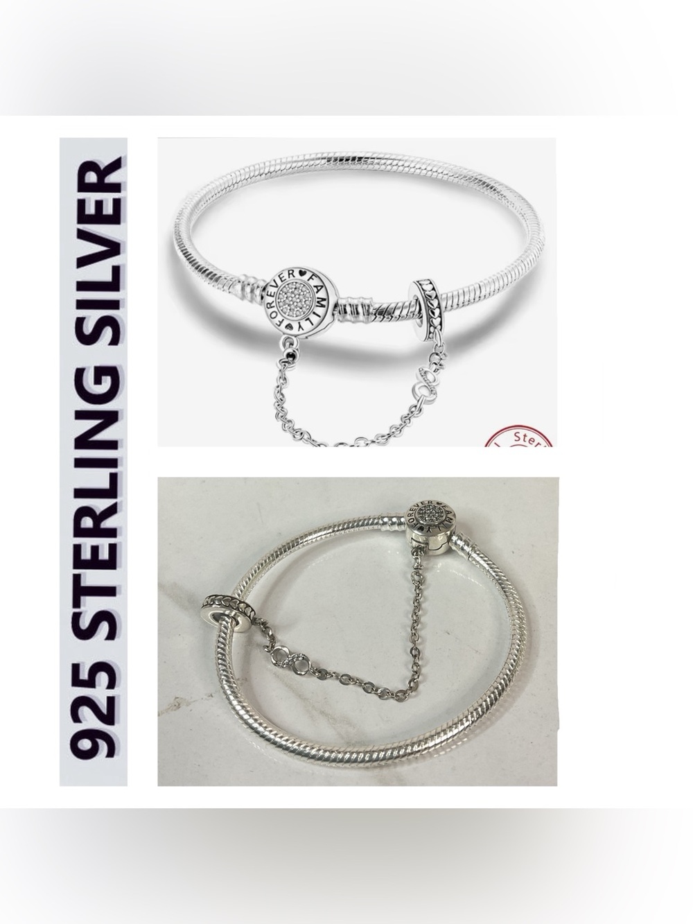 🌟🌟 S925 Sterling Silver Family Forever Charm Bracelet